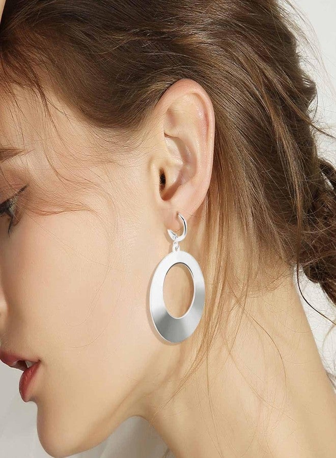 S SUSANN Big Silver Hoop Earrings for Women, Round Silver Earrings with High Polished Surface,Hypoallergenic Trendy Dangling Earrings for Women - Image 2